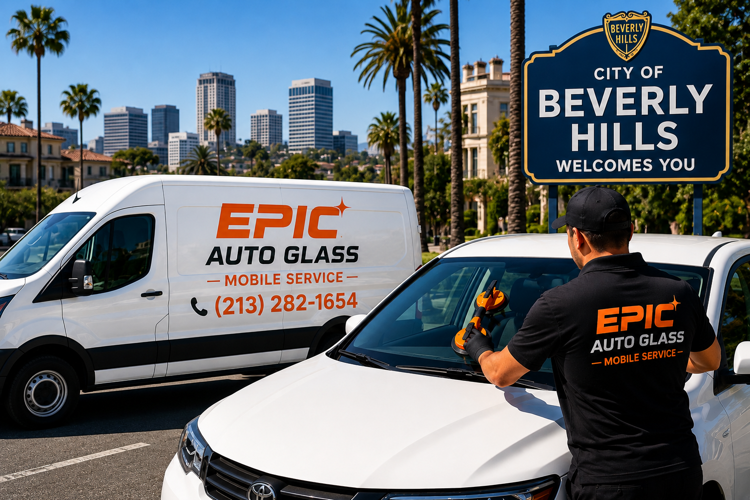Beverly Hills luxury car auto glass replacement service