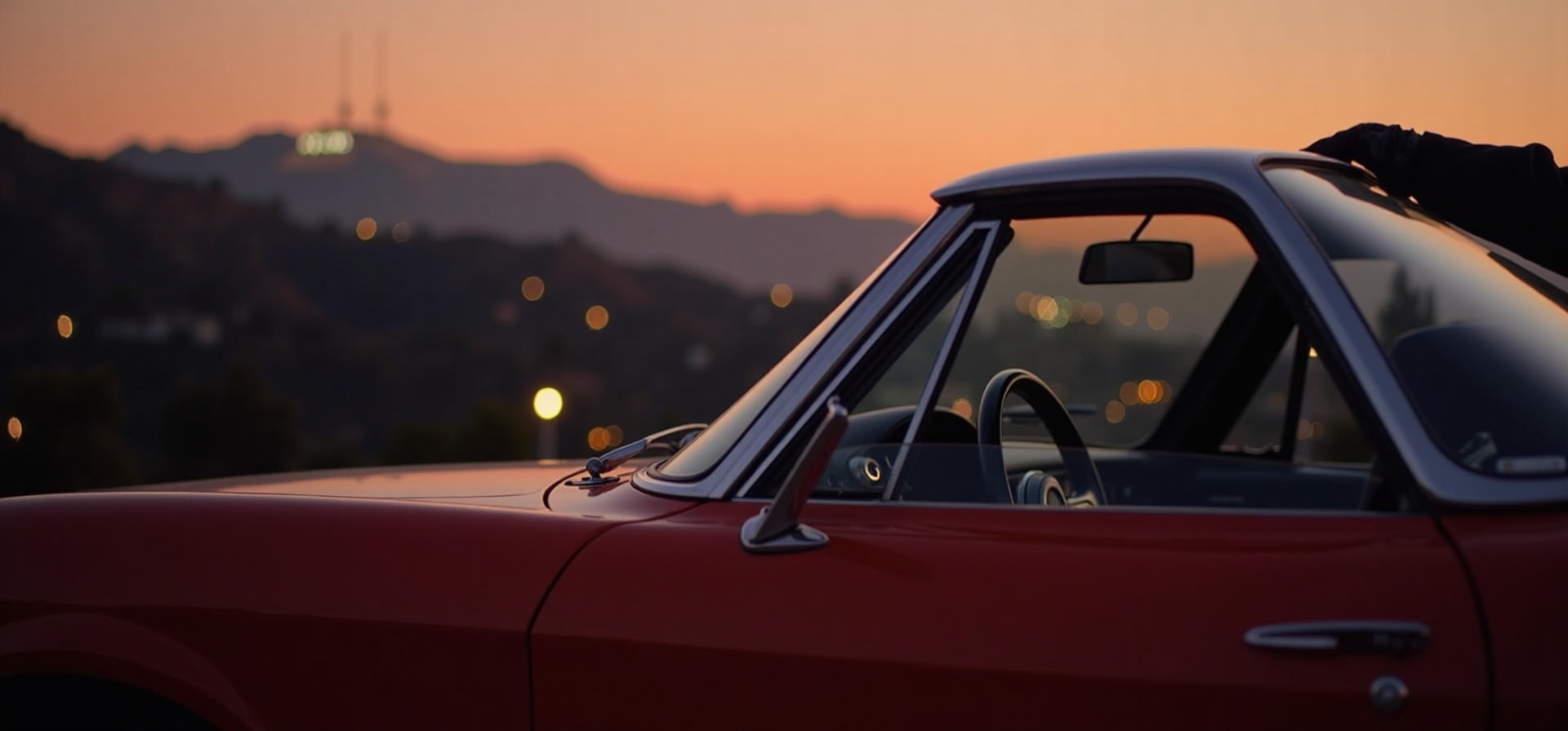 Side window replacement on convertible with Hollywood Hills view mobile auto glass Hollywood