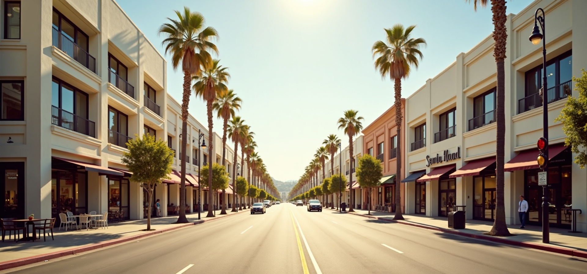 West Hollywood trendy urban street auto glass service area