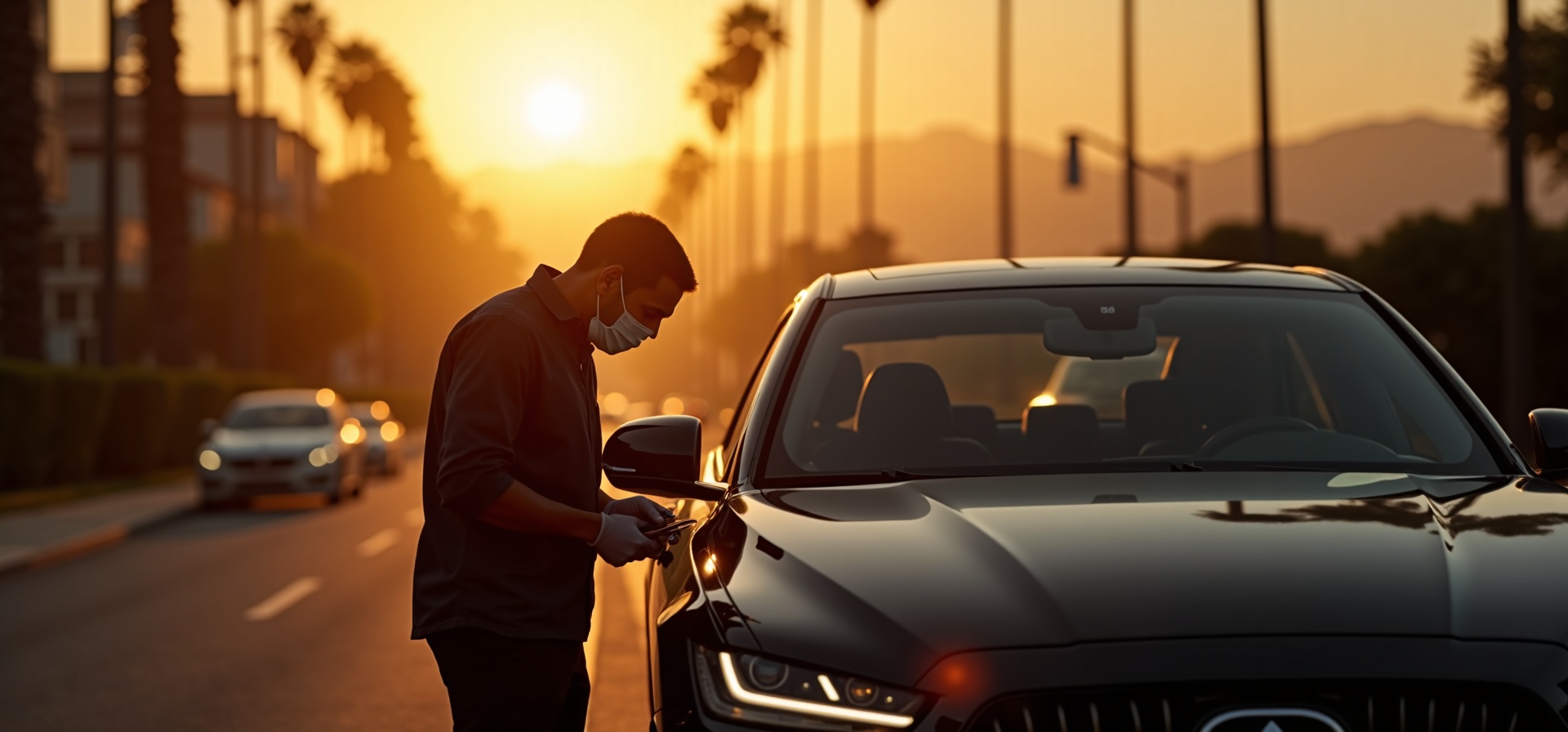 Windshield replacement on luxury sedan along Hollywood Boulevard auto glass repair Hollywood CA